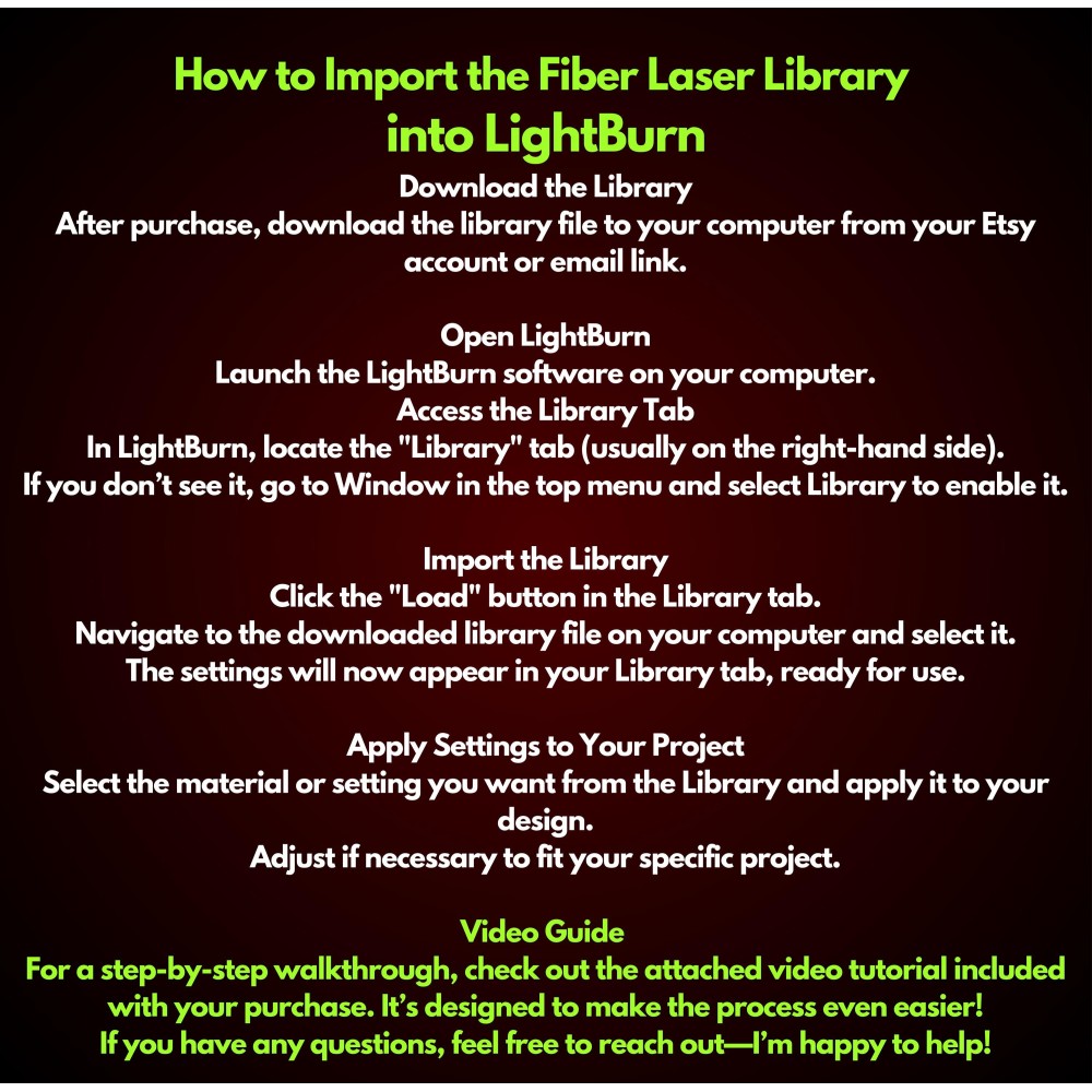 ComMarker B4 20W Fiber Laser Lightburn Library | 37 Material Settings | 2 Lenses | Easy Plug & Play Setup +MegaBonus