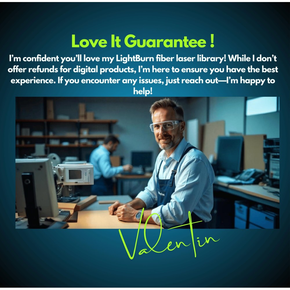 OMTech MOPA 20W LightBurn library preview for engraving presets