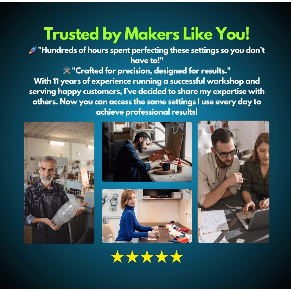 OMTech MOPA 100W LightBurn library preview