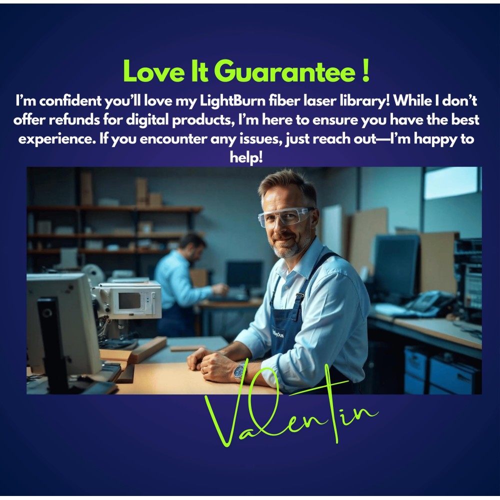 MrCarve 30W fiber laser LightBurn library preview