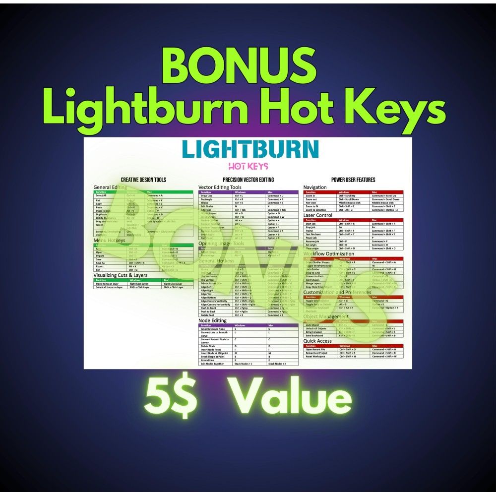 Gweike G7 UV 5W fiber laser with LightBurn library preview