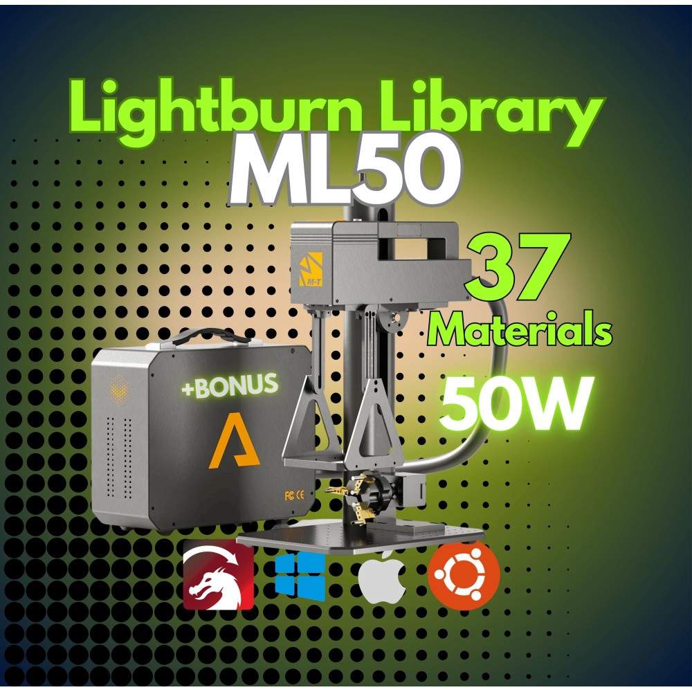 M-T ML50 50W Fiber Laser LightBurn Library CLB