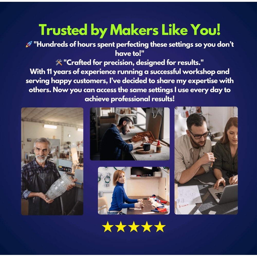 MrCarve 30W fiber laser LightBurn library preview