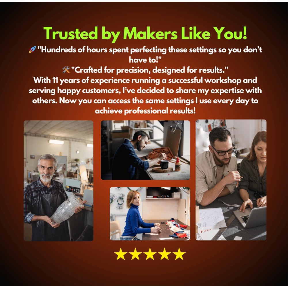 Cloudray 30W Fiber Laser Lightburn Library | 37 Material Settings | 3 Lenses | Easy Plug & Play Setup +MegaBonus