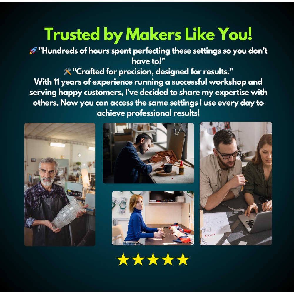 OMTech 30W fiber laser LightBurn library preview