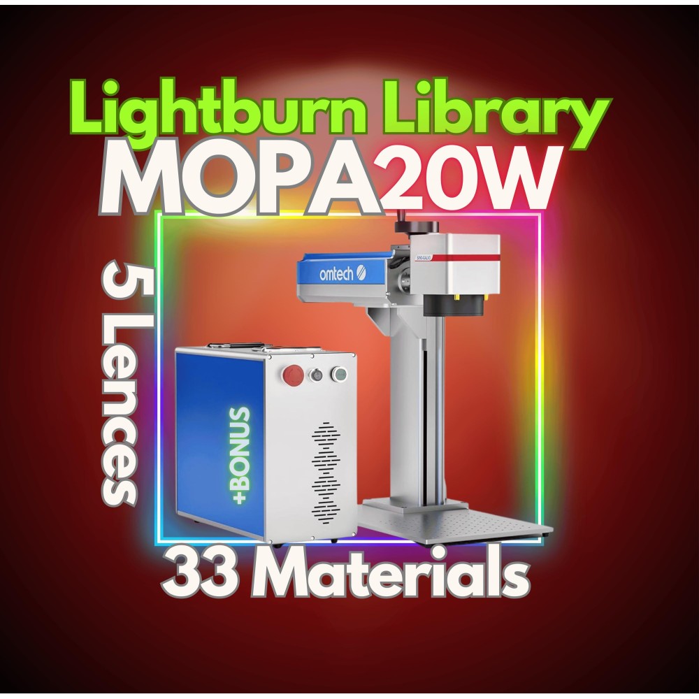 MOPA 20W fiber laser LightBurn library preview